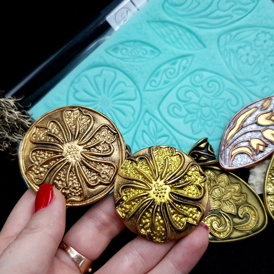 Silicone Texture - Large Cloisonne Enamel - Flowers