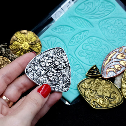 Silicone Texture - Large Cloisonne Enamel - Flowers