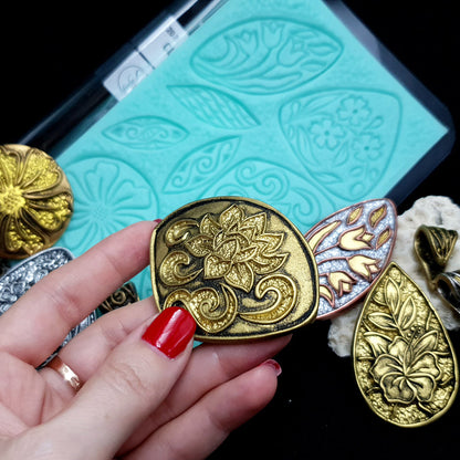 Silicone Texture - Large Cloisonne Enamel - Flowers