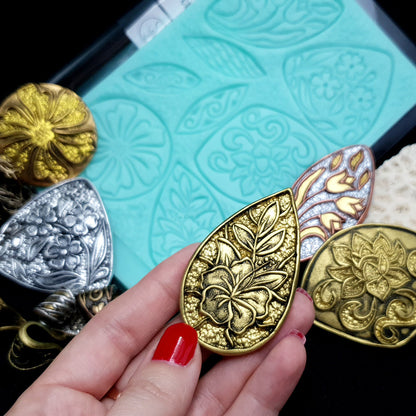 Silicone Texture - Large Cloisonne Enamel - Flowers