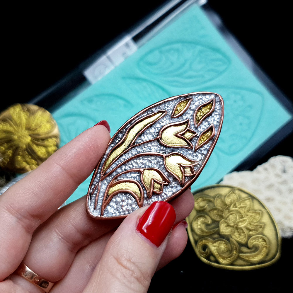 Silicone Texture - Large Cloisonne Enamel - Flowers