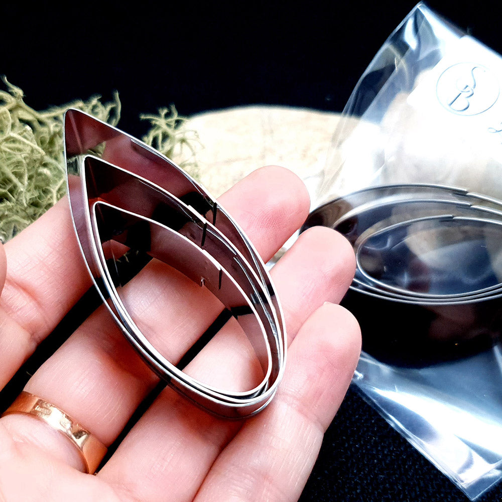 Set Of 3 Pcs Stainless Steel Jewelry Petal Shapes Cutters
