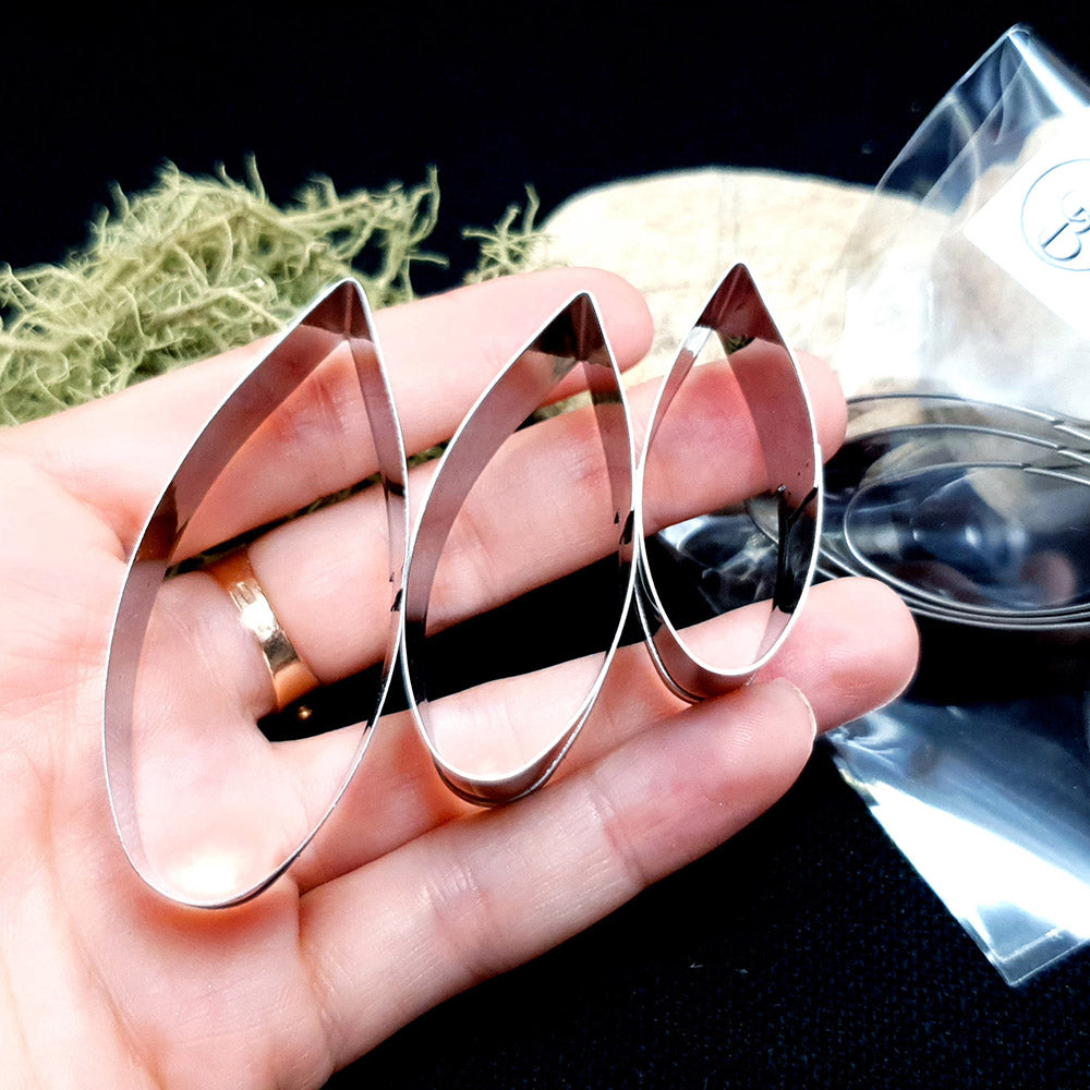 Set Of 3 Pcs Stainless Steel Jewelry Petal Shapes Cutters