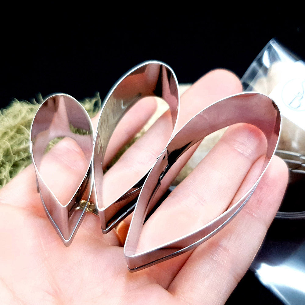 Set Of 3 Pcs Stainless Steel Jewelry Petal Shapes Cutters