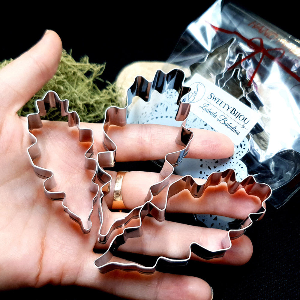 Set Of 3 Pcs Stainless Steel Jewelry Leafs Shapes Cutters