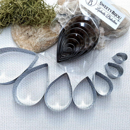 Set Of 7 Cutters For Polymer Clay “Tear Drop"