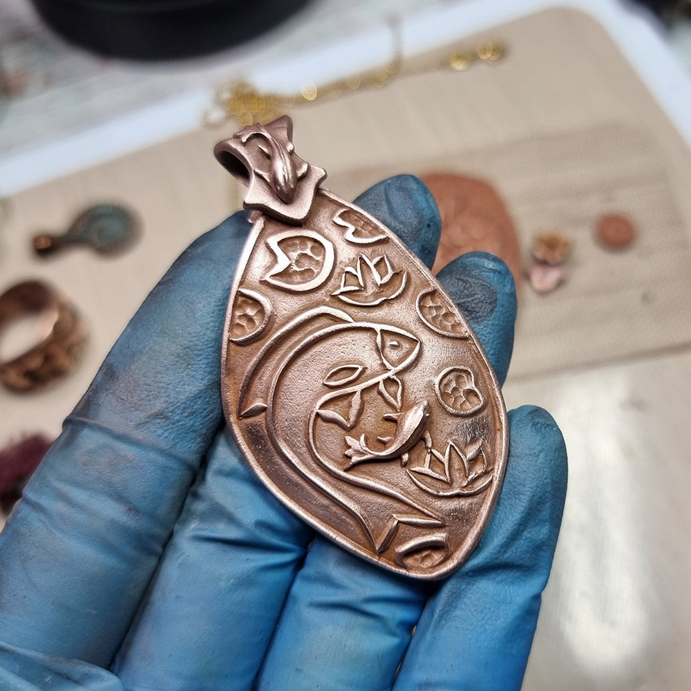 Silicone Texture - Cloisonne Enamel Pendants #3