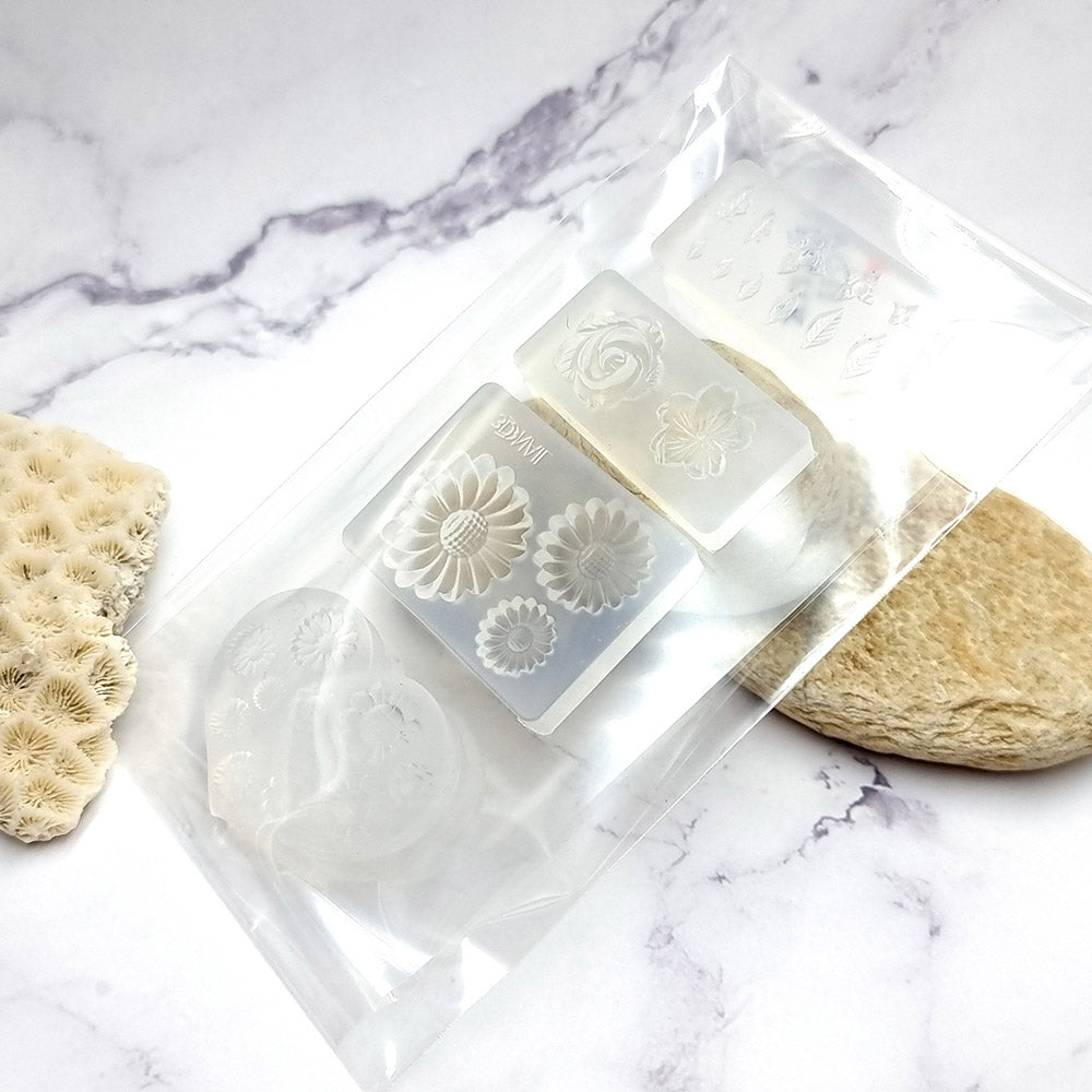 Flowers and Leafs - Set of 4 Clear Silicone Molds