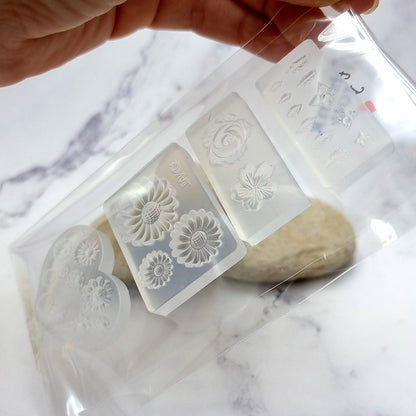 Flowers and Leafs - Set of 4 Clear Silicone Molds
