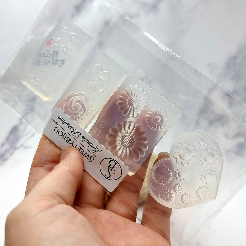 Flowers and Leafs - Set of 4 Clear Silicone Molds