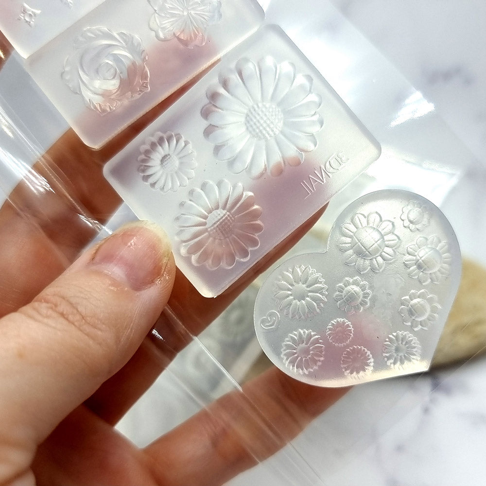 Flowers and Leafs - Set of 4 Clear Silicone Molds