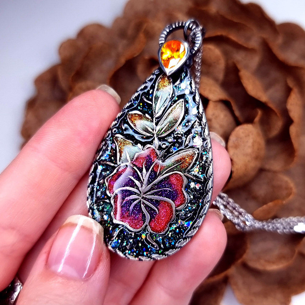 Silicone Texture - Large Cloisonne Enamel - Flowers