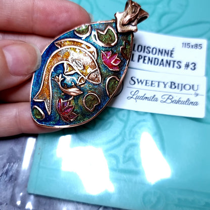 Silicone Texture - Cloisonne Enamel Pendants #3
