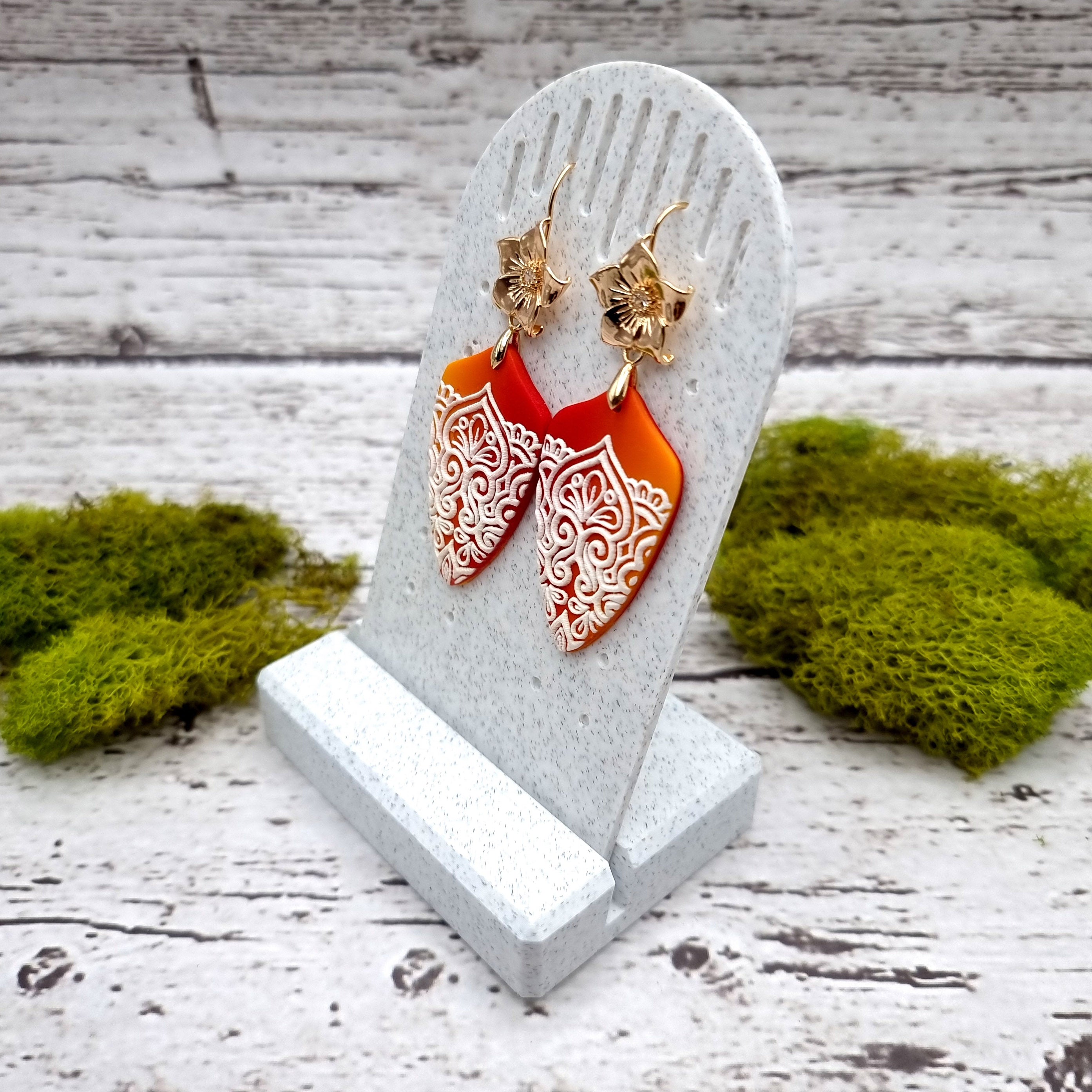 Single Display for Earrings - White Marble Display for Earrings SweetyBijou Tools   