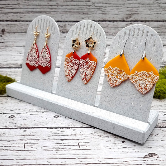 Long Display for Earrings - White Marble Display for Earrings SweetyBijou Tools   