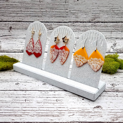 Long Display for Earrings - White Marble Display for Earrings SweetyBijou Tools   