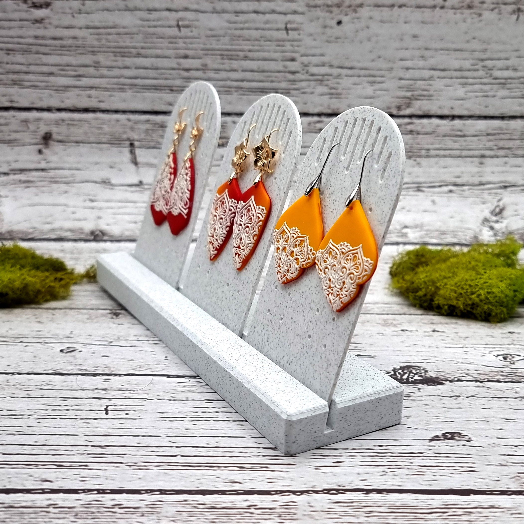 Long Display for Earrings - White Marble Display for Earrings SweetyBijou Tools   