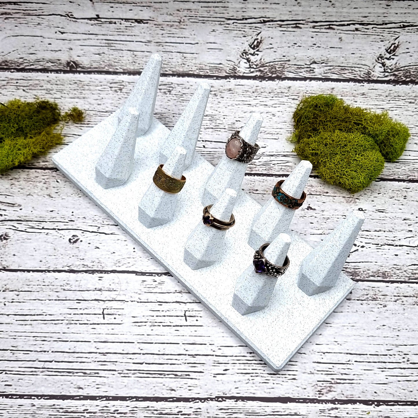 9 Fingers for Large Rings Display - White Marble Display for Rings SweetyBijou Tools   