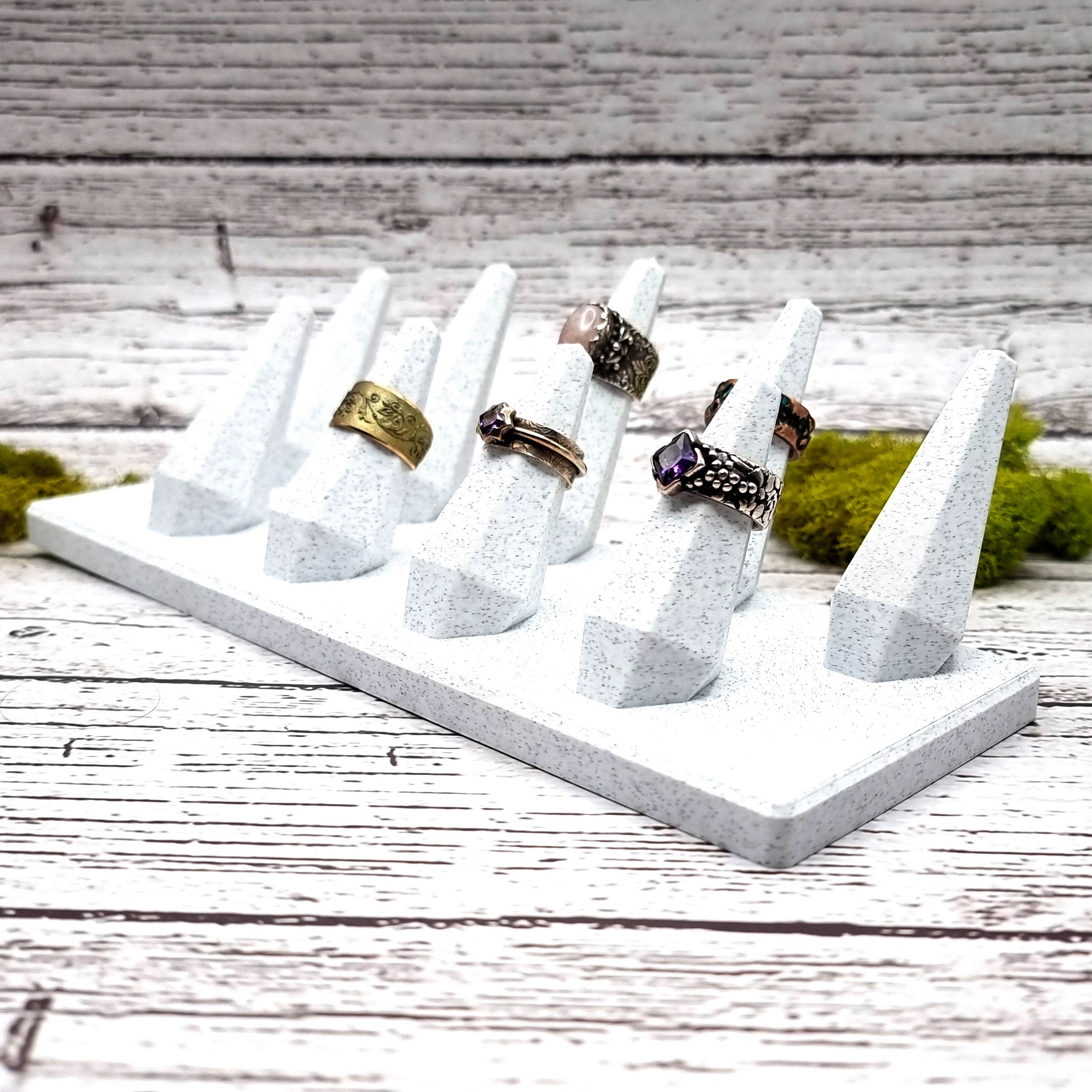 9 Fingers for Large Rings Display - White Marble Display for Rings SweetyBijou Tools   