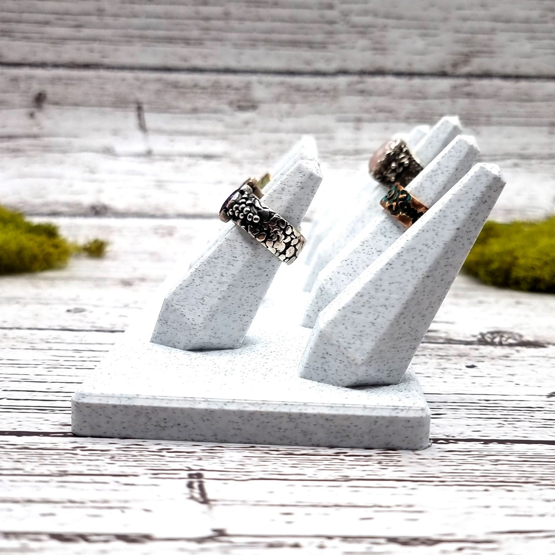 9 Fingers for Large Rings Display - White Marble Display for Rings SweetyBijou Tools   