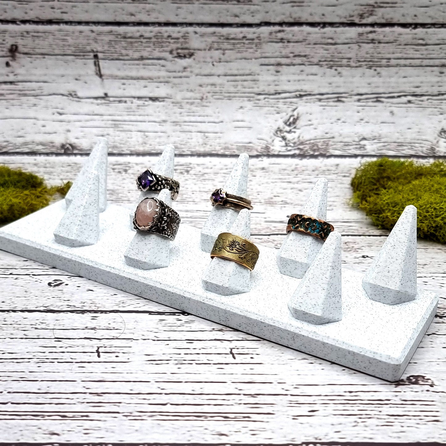 9 Fingers - Tilt Display for Rings - White Marble Display for Rings SweetyBijou Tools   