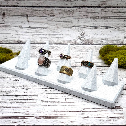 9 Fingers - Tilt Display for Rings - White Marble Display for Rings SweetyBijou Tools   