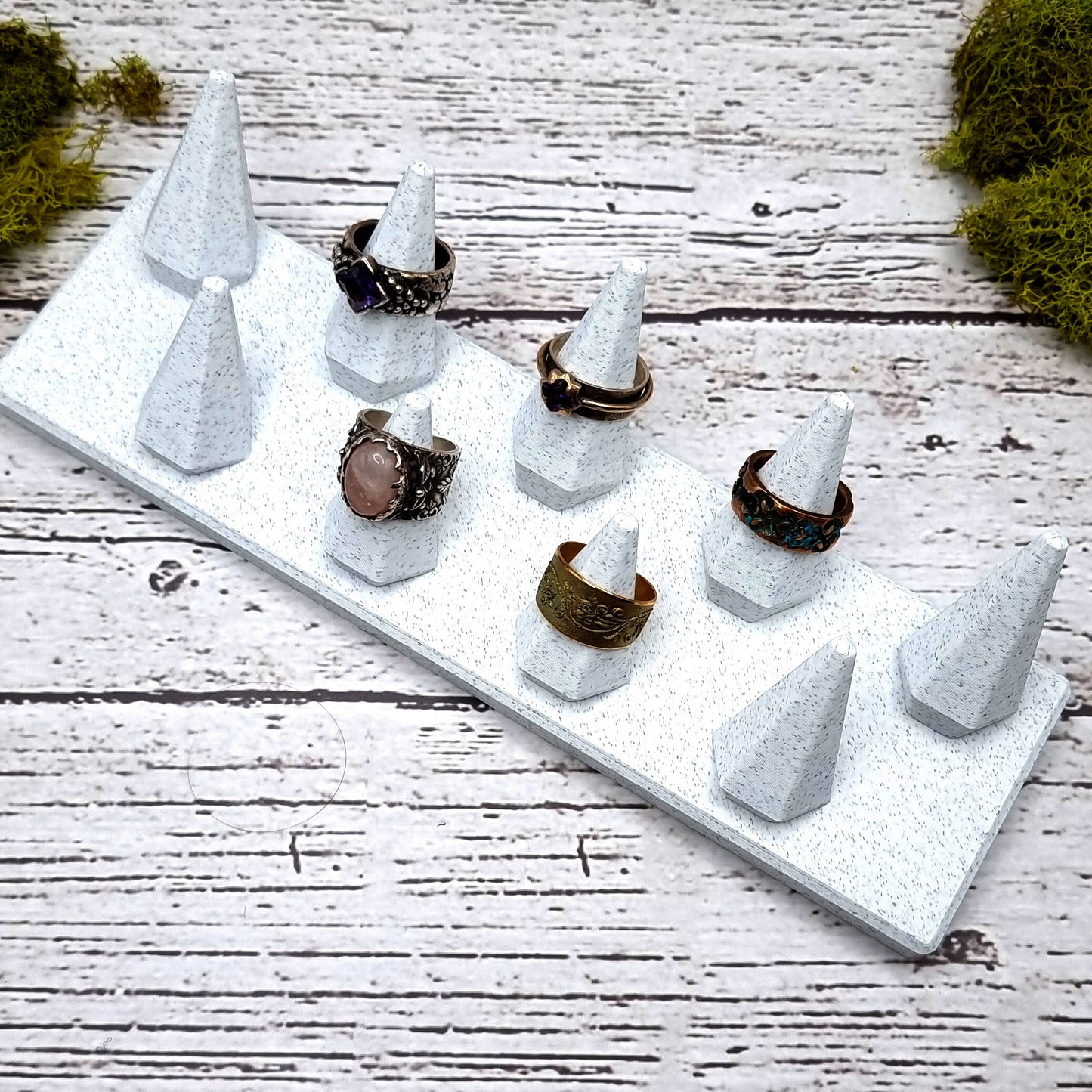 9 Fingers - Tilt Display for Rings - White Marble Display for Rings SweetyBijou Tools   