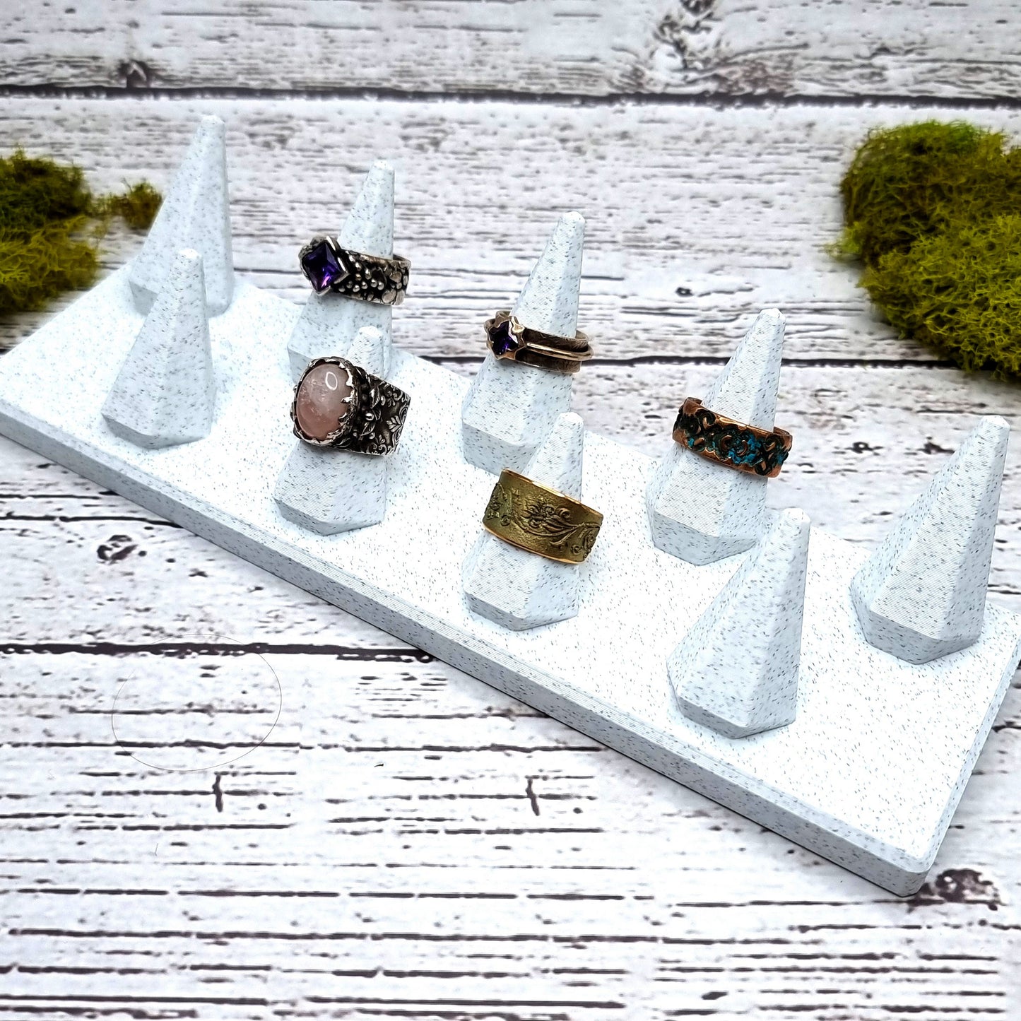 9 Fingers - Tilt Display for Rings - White Marble Display for Rings SweetyBijou Tools   