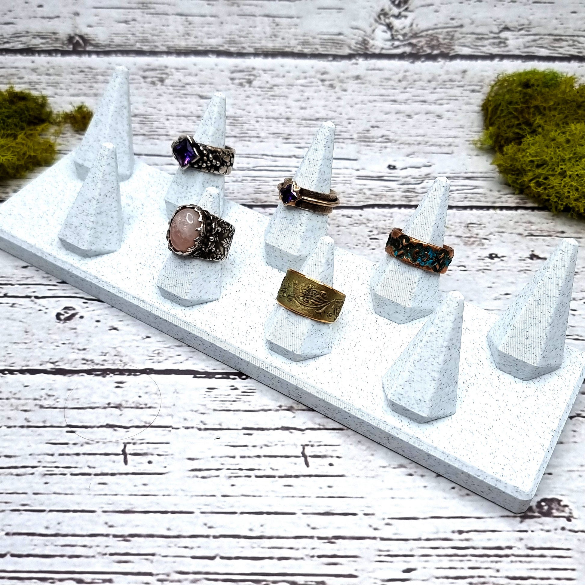 9 Fingers - Tilt Display for Rings - White Marble Display for Rings SweetyBijou Tools   