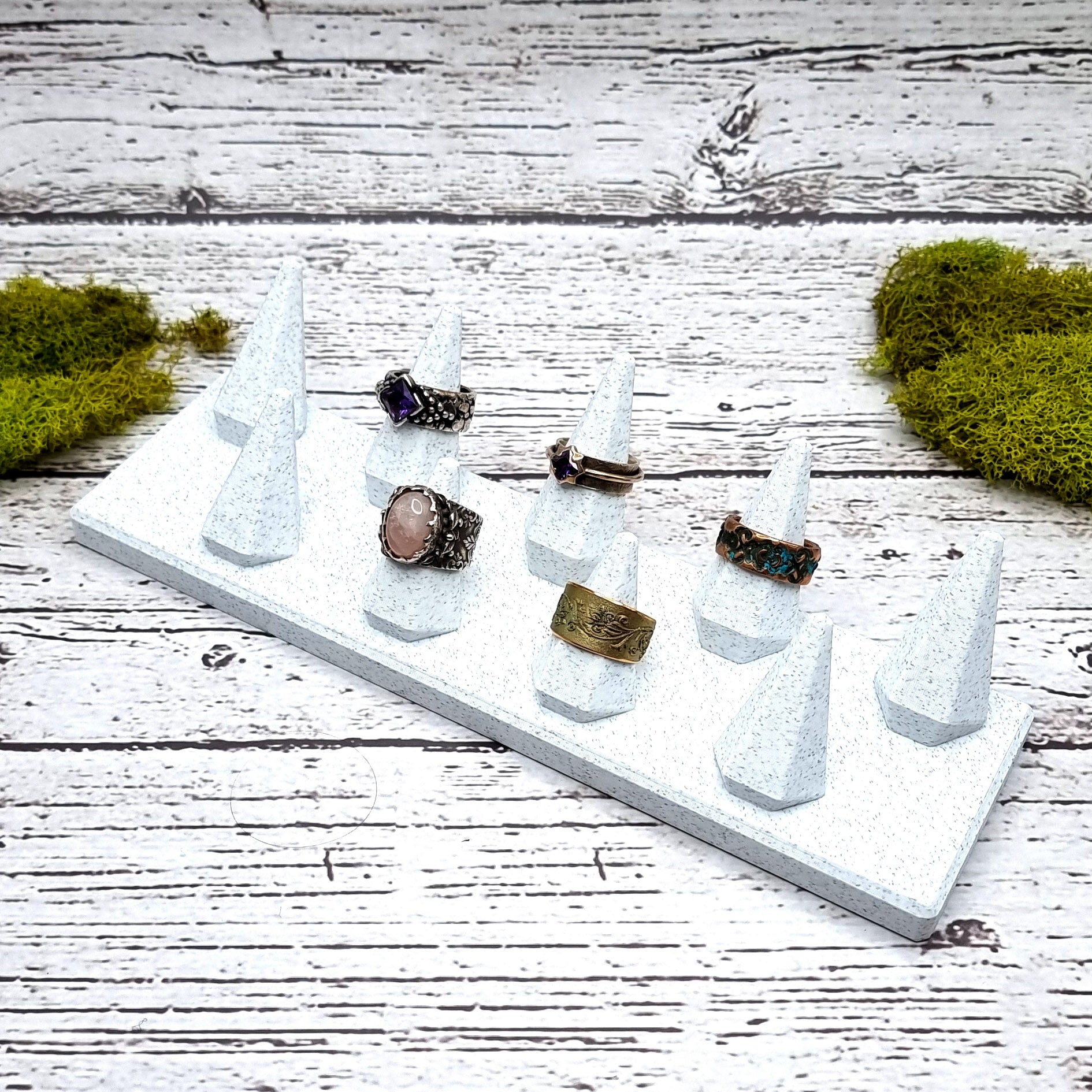 9 Fingers - Tilt Display for Rings - White Marble Display for Rings SweetyBijou Tools   