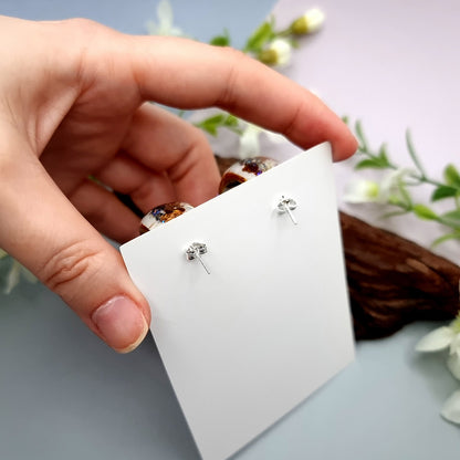 Huggie Earrings - Marble, Opal and Gold