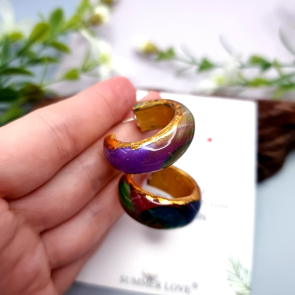 Huggie Earrings - Rainbow and Gold