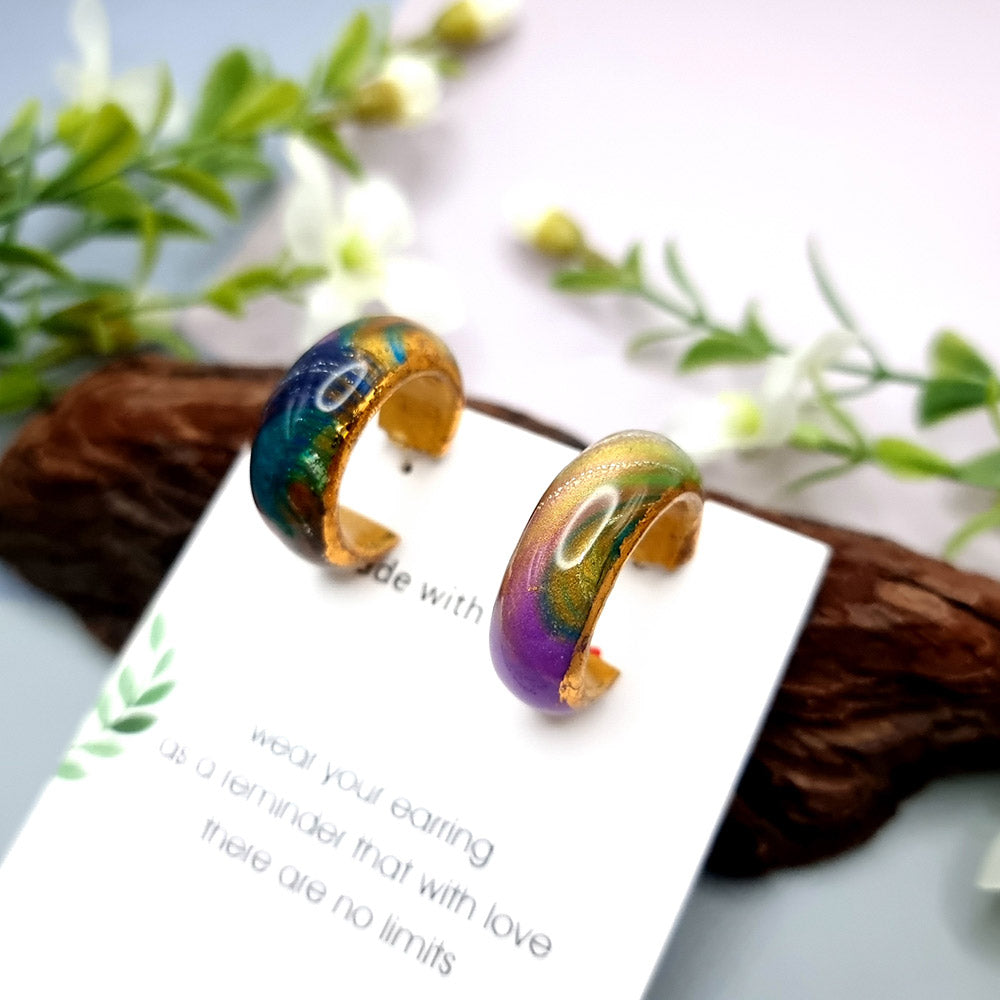 Huggie Earrings - Rainbow and Gold