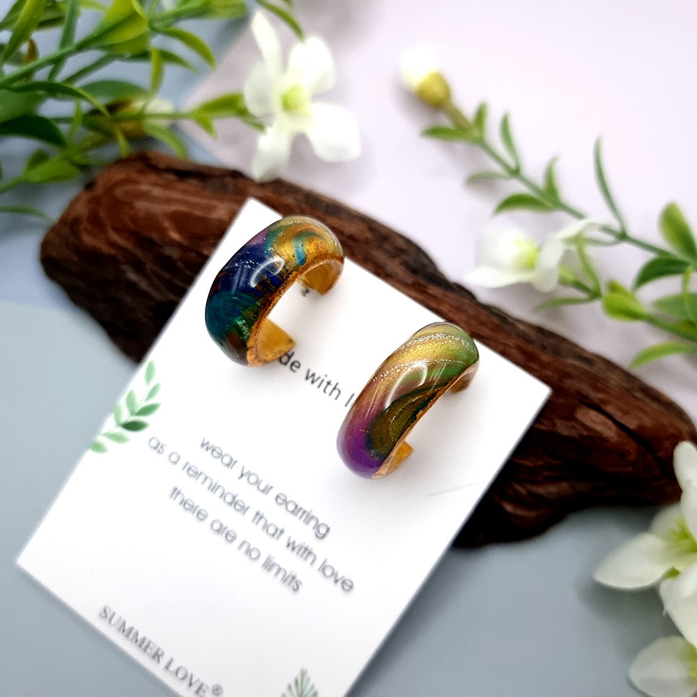 Huggie Earrings - Rainbow and Gold