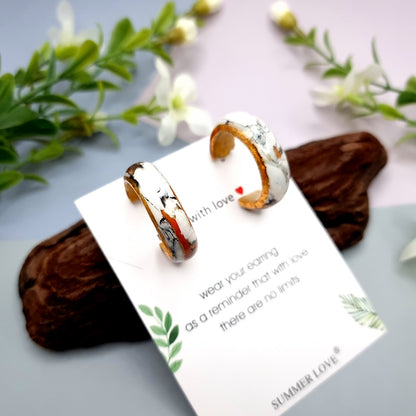 Huggie Earrings - Marble and Gold