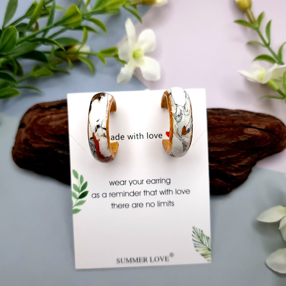 Huggie Earrings - Marble and Gold