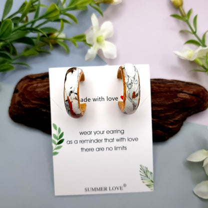 Huggie Earrings - Marble and Gold