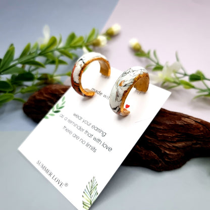 Huggie Earrings - Marble and Gold