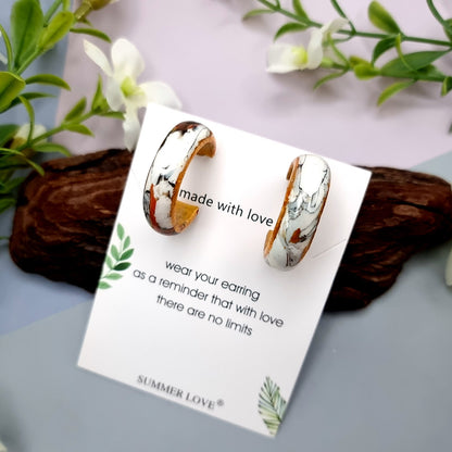 Huggie Earrings - Marble and Gold