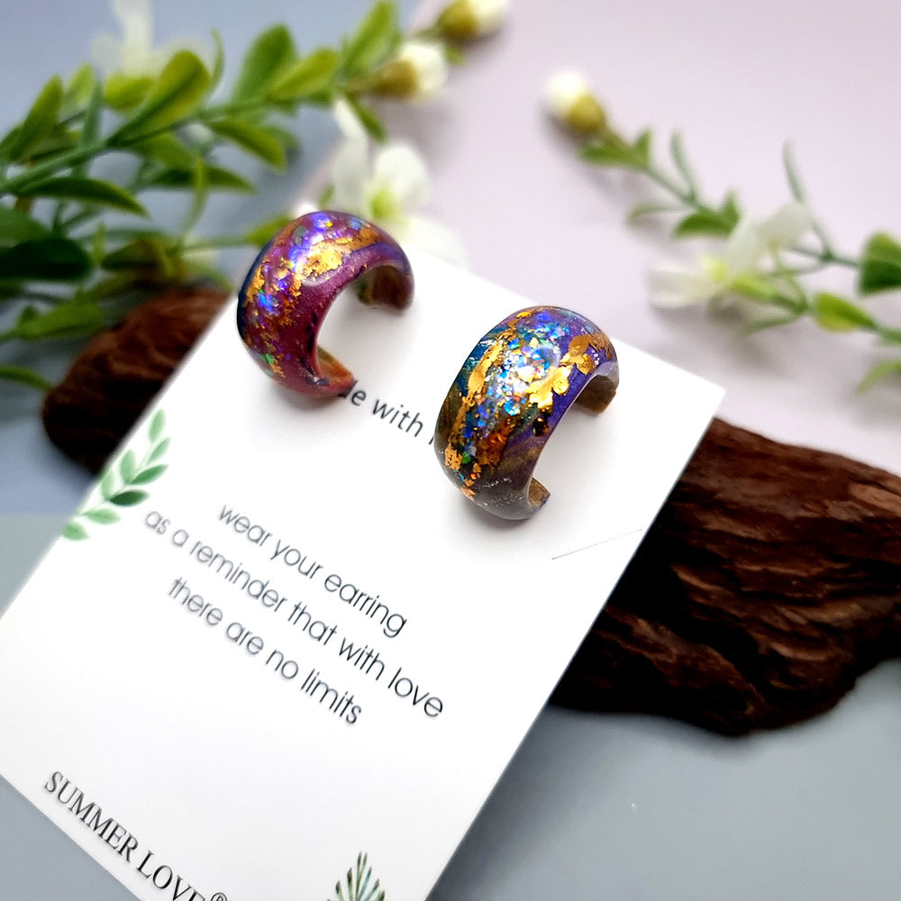 Huggie Earrings - Opal, Rainbow and Gold