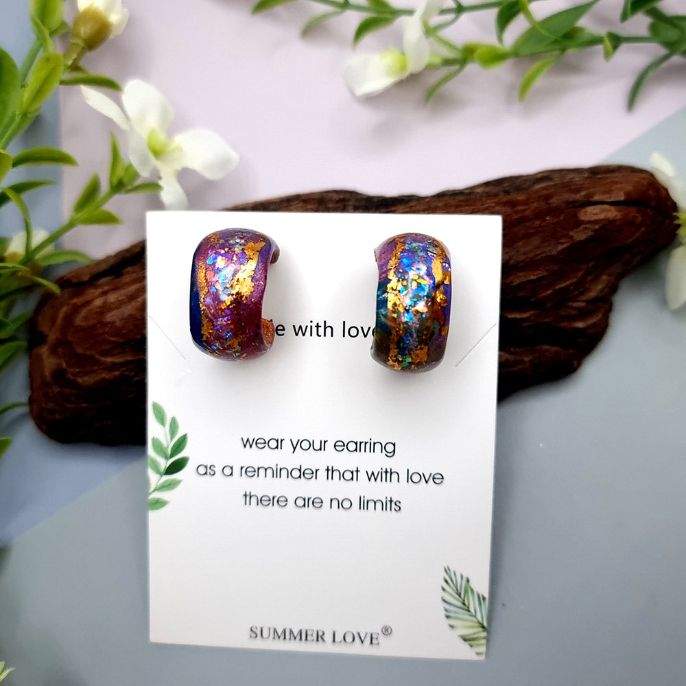 Huggie Earrings - Opal, Rainbow and Gold