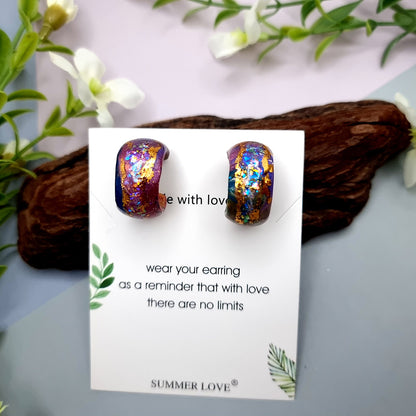 Huggie Earrings - Opal, Rainbow and Gold