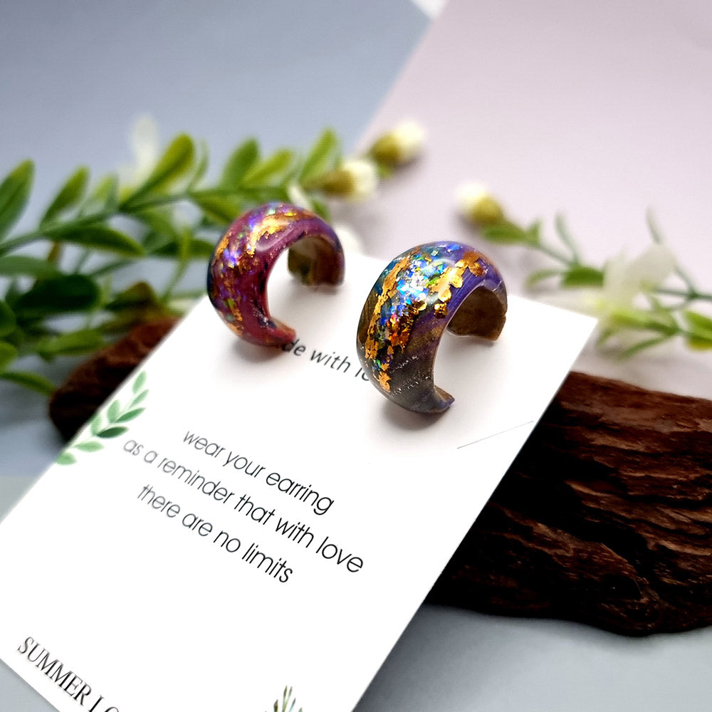Huggie Earrings - Opal, Rainbow and Gold