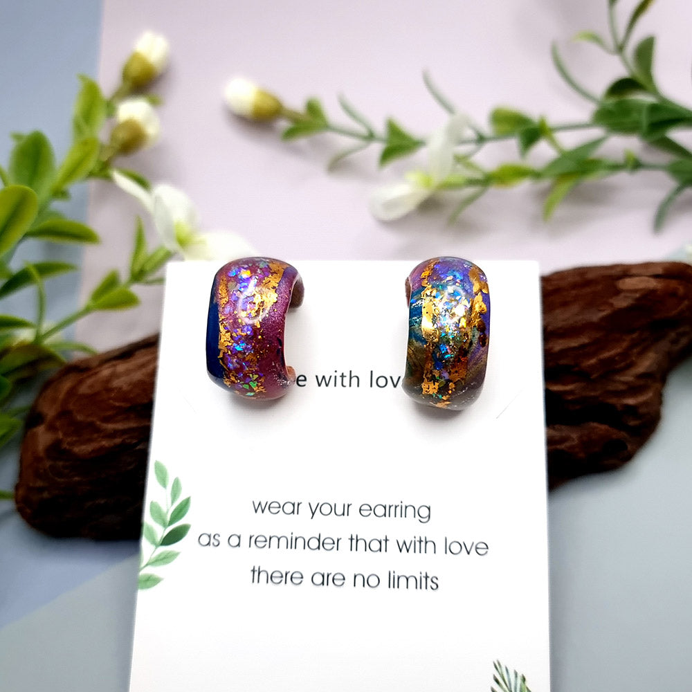 Huggie Earrings - Opal, Rainbow and Gold