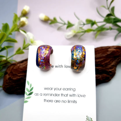 Huggie Earrings - Opal, Rainbow and Gold