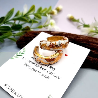 Huggie Earrings - Marble and Gold - Large