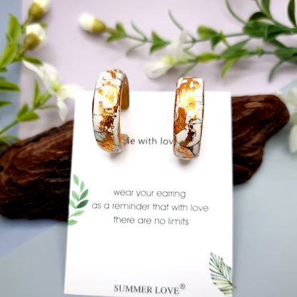 Huggie Earrings - Marble and Gold - Large