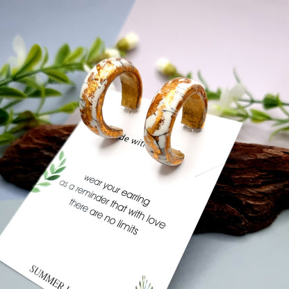 Huggie Earrings - Marble and Gold - Large