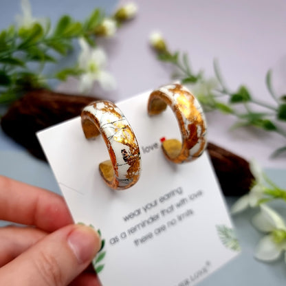 Huggie Earrings - Marble and Gold - Large