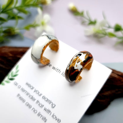 Huggie Earrings - Marble and Gold - Small